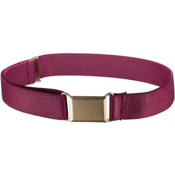 HOLD’EM Children Elastic Silver Buckle Belts Boys Girls Toddler 2T-5T-Burgundy - Picture 1 of 6